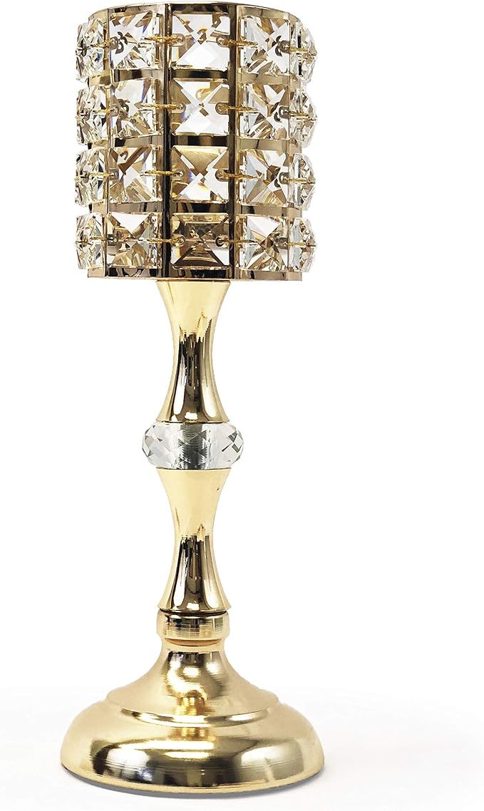 allgala Crystal Plated Tealight Votive Decorative Candle Holder (12 Inch, Gold)