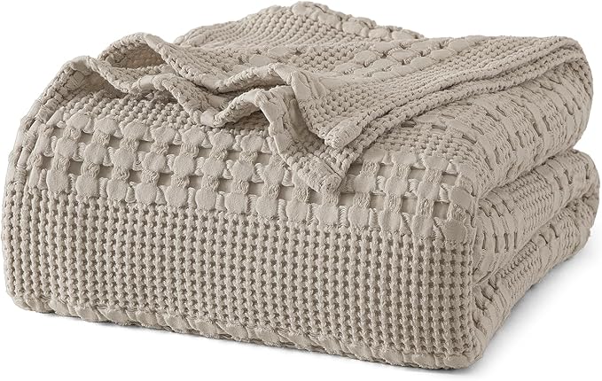PHF 100% Cotton Waffle Blanket Twin Size for College Dorm, Lightweight Breathable and Soft for Summer, Luxury Aesthetic Waffle Weave Blanket for Bed & Gifts for Women, 66"x90", Pearl Gray