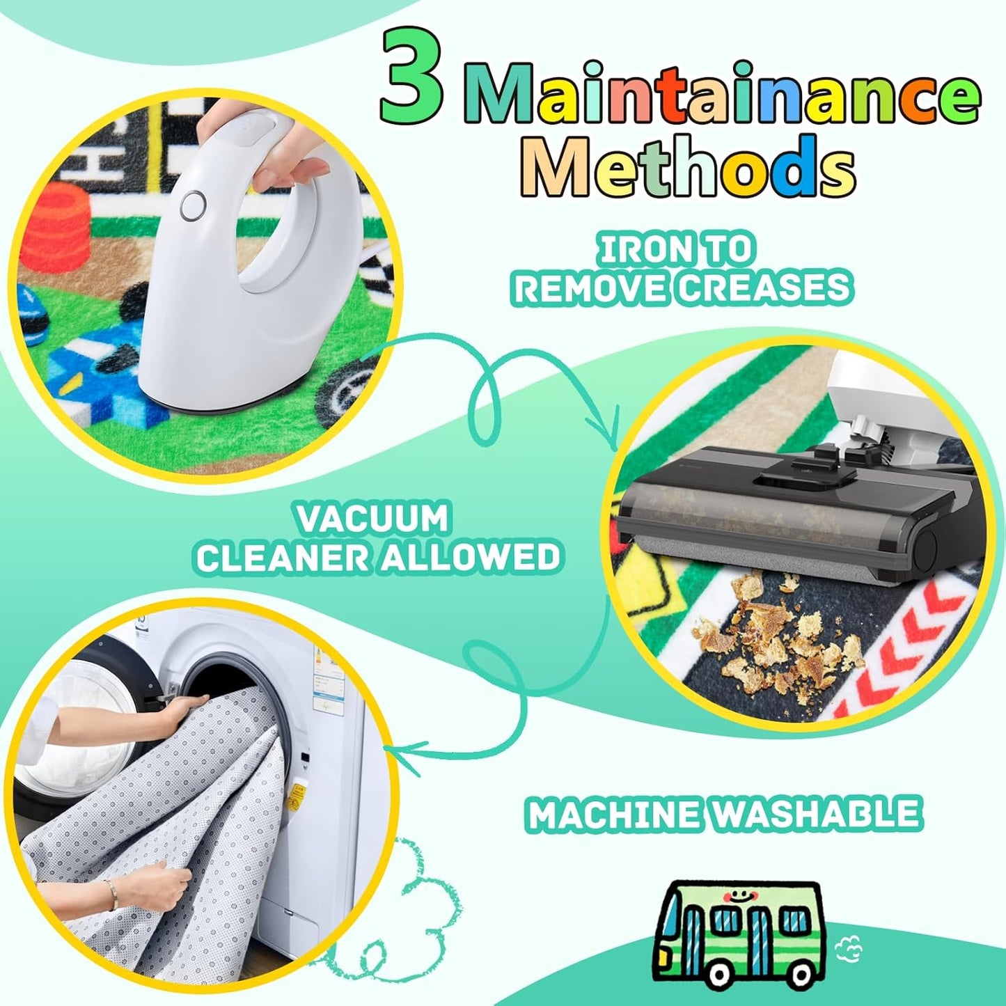 Kids Rug, Race Track Baby Play Mats, Realistic 3D Cascading Surround Route, 4x6 Ft Kids Rug for Playroom, Great for Playing with Cars and Toys, Non-Slip Car Carpet