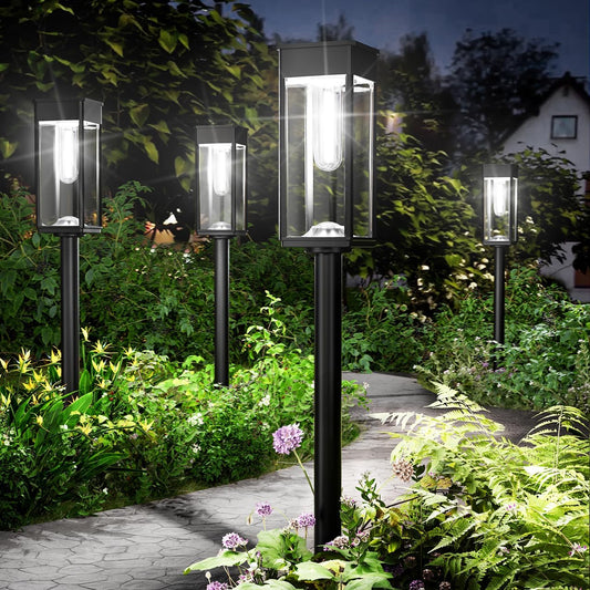 Solar Pathway Lights Outdoor,2 Pack Bright Solar Lights Outdoor,IP65 Waterproof Solar Garden Lights Solar Powered Landscape Lighting for Yard Patio Walkway Driveway Pathway (Cool White)