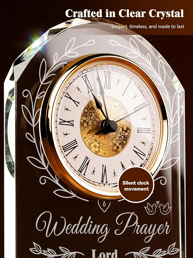 Crystal Clock Wedding Gifts for Couples 2026,Happy Anniversary Marriage Gift,Engagement Unique Gift for Newlywed Mr and Mrs