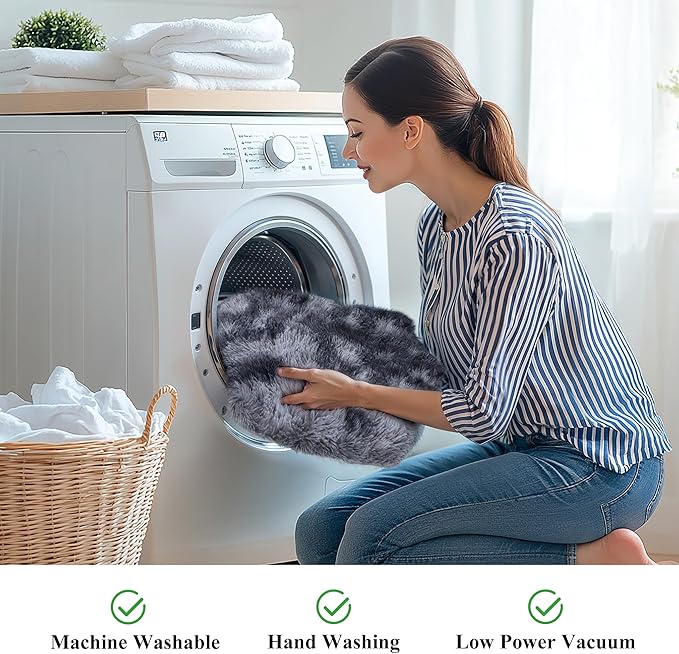 KICHOWUA 4x6 Dark Grey Fluffy Shag Rug for Bedroom, Soft Plush Fuzzy Washable Non Slip Floor Cozy Carpet for Living Room, Modern Comfy Furry Shaggy Area Rug for Kids Baby Nursery Dorm, Tie-Dye Gray