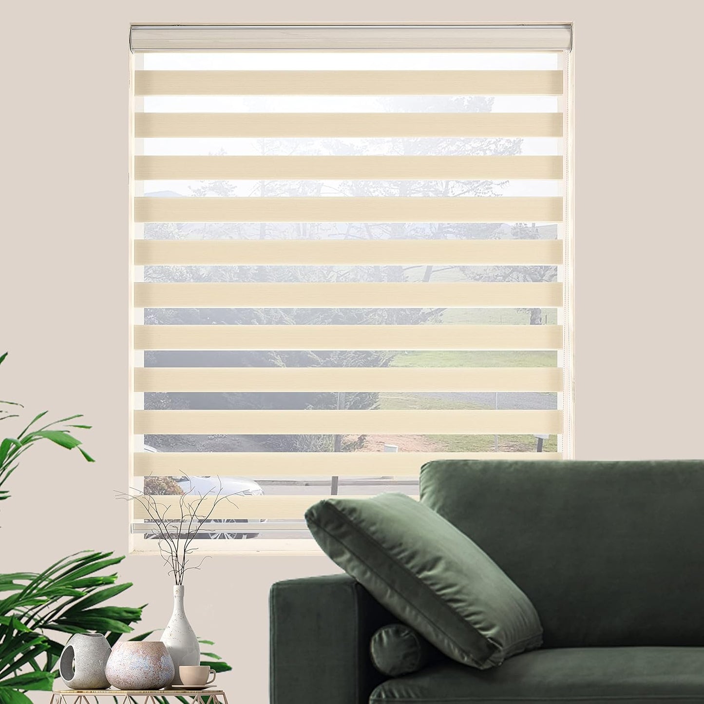 Zebra Blinds Window Blind Zebra Shade Blinds for Windows Roller Sheer Shades Privacy Light Filtering Shades for Home Kitchen Bathroom (Width 72'' X Height 72'' Cream)