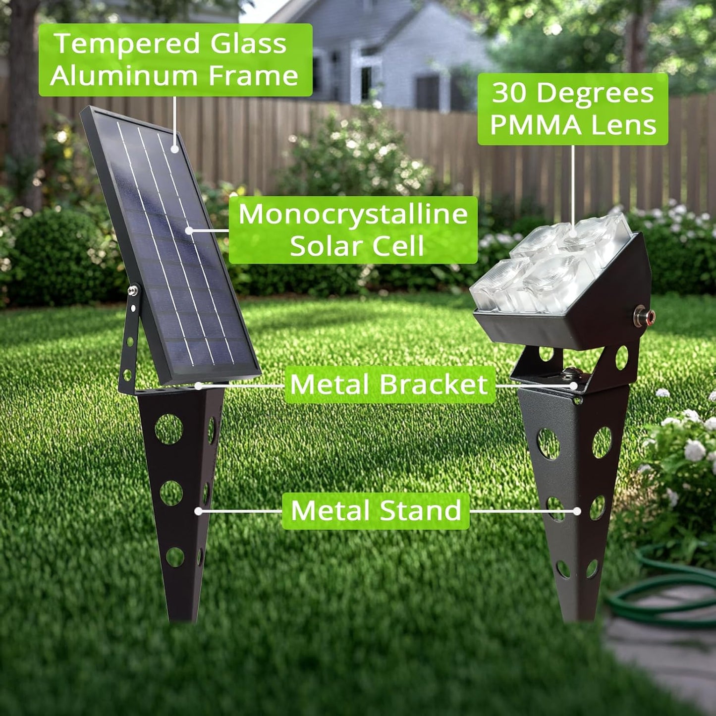 Solar Spot Lights Outdoor Waterproof IP65 Landscape Spotlights with Metal Stake Total 84ft Cable 6-in-1 Warm White Auto On/Off Dusk to Dawn Uplights for Trees Garden Yard Landscape Downlight