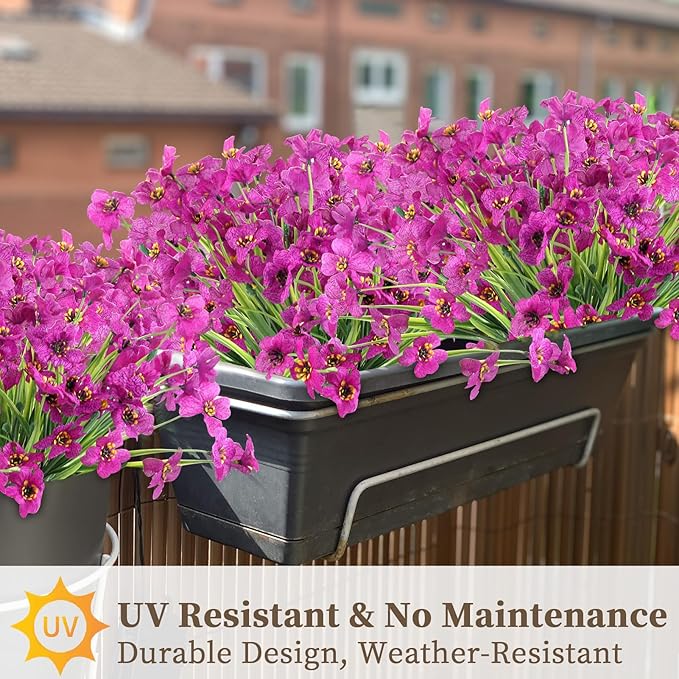 ColoPlay 24 Red Lotus Bundles Artificial Flowers for Outdoors/Indoors Fake Flowers Plants for Indoor Outside Garden Porch Window Box Home Wedding Farmhouse