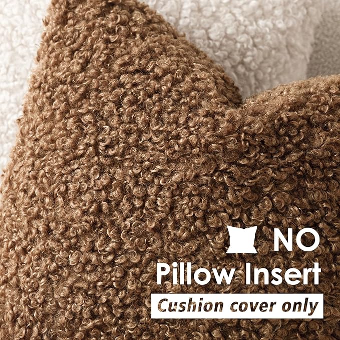 Foindtower 2 Pieces 24x24 Inch Dark Bronze, Faux Fur Throw Pillow Cover Accent Sherpa Furry Pillow Covers Fuzzy Soft Pillowcases Cozy Sheepskin Decorative Fleece Cushion Case for Bed Couch Living Room