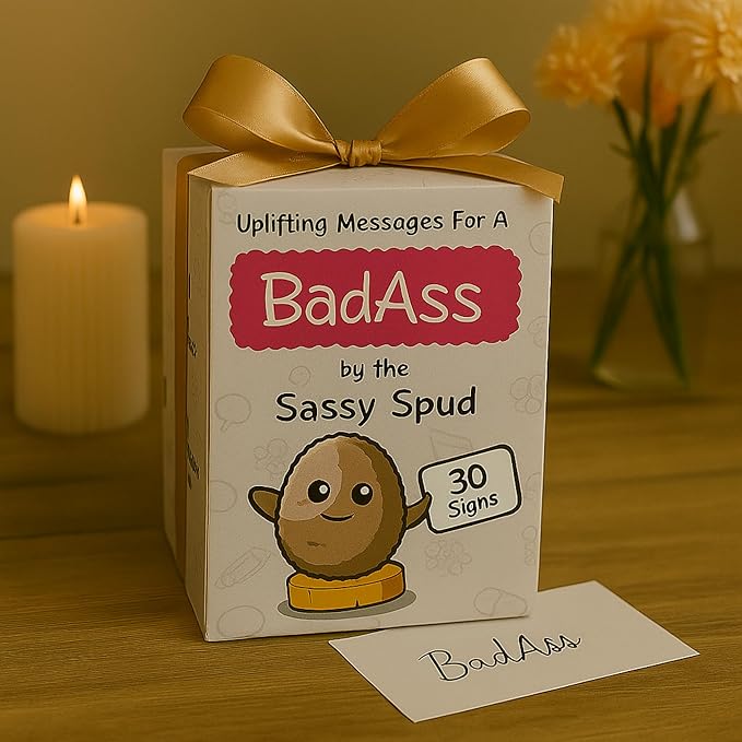 Empowering Gift for Strong Women - Funny Positive Crochet Potato W/ 30 Badass Affirmation Cards | Friendship Present for Mothers Day, Gag Birthday Gifts for Friends, Teens, Coworker, Sister, Mom, BFF