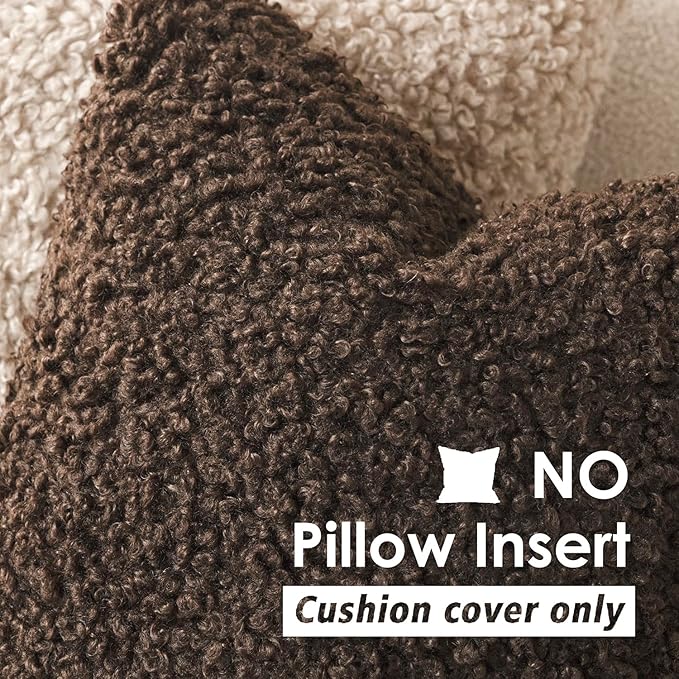 Foindtower 2 Pieces 18x18 Inch Dark Brown, Faux Fur Throw Pillow Cover Accent Sherpa Furry Pillow Covers Fuzzy Soft Pillowcases Cozy Sheepskin Decorative Fleece Cushion Case for Bed Couch Living Room