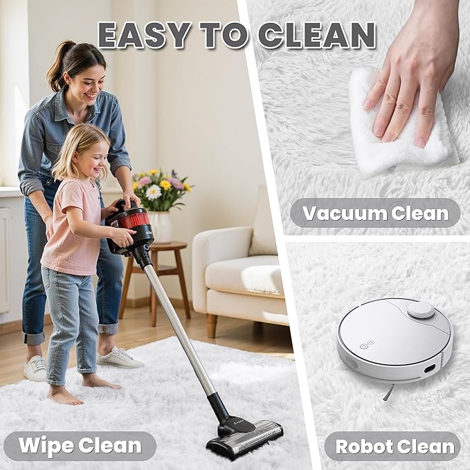 5x7 Area Rugs for Living Room: Ultra Soft Fluffy Shag White Rug for Bedroom, Non-Slip Large Fuzzy Plush Rug Indoor Floor Carpet for Nursery Kids Boys Girls Room, Dorms, Modern Home Decor