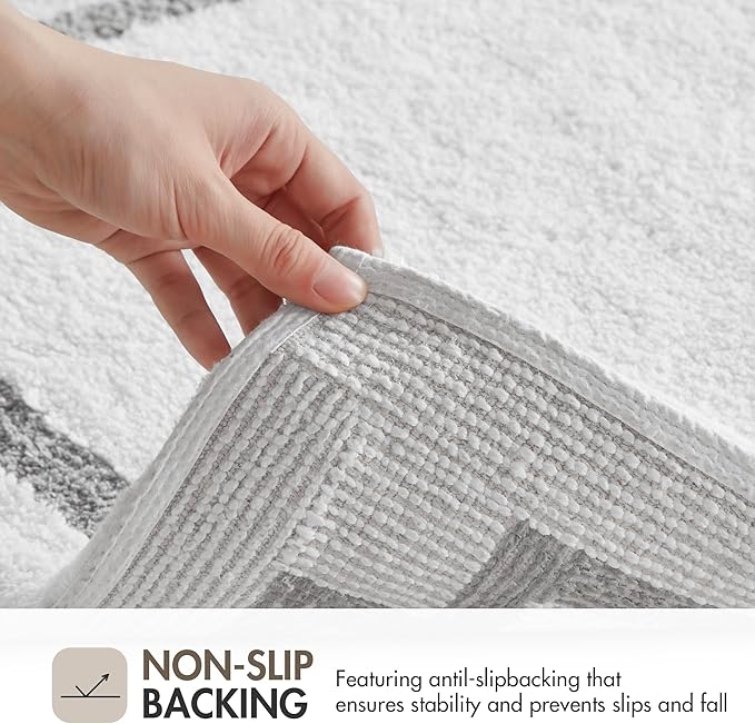 Madison Park Evan 100% Cotton Bathroom Non Slip Backing-Luxurious Tufted Plush Bath Mat Absorbent, Quick Dry, Spa Design Shower Room Décor, 24x72" White