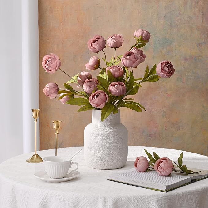 Waipfaru 6 Pcs Faux Peonies Artificial Flowers for Vase, 27" Fake Silk Peonies Flowers for Wedding, Vase Filler Pink Flowers for DIY Bouquets Centerpieces Bridal Shower Office Decor