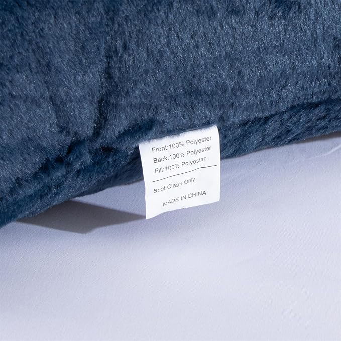 A Nice Night Faux Fur Soft Reading Pillow Bed Wedge Adult Backrest with Arms Back Support for Sitting Up in Bed/Couch for Bedrest,Navy,Large
