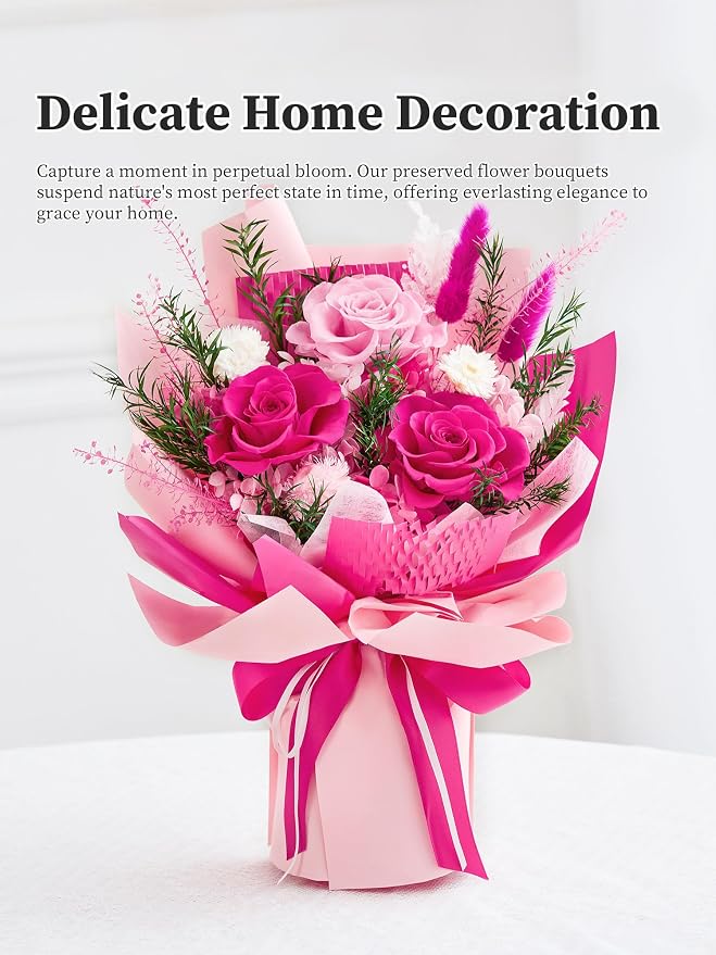 Preserved Flowers Bouquet, Flowers for Delivery,Long-Lasting Real Rose | Mothers Day Forever Flowers Roses Bouquet, Anniversary Birthday Flowers Gifts for Mom Grandma Women Wife Her