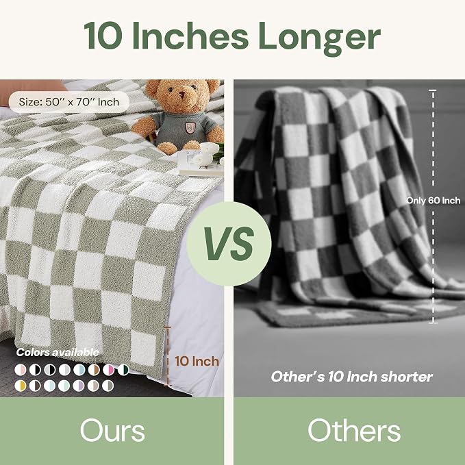 WRENSONGE Soft Checkered Throw Blanket for Couch-Cozy Warm Knitted Blankets | Lightweight Warm Fluffy Decor for Women, Mom, Her & Girls, Sofa, Chair, Bed, 50x70in, Burnt Orange