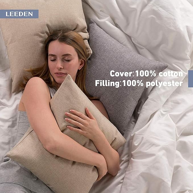Leeden 18 x 18 Pillow Inserts (Set of 4) - Throw Pillow Inserts with 100% Cotton Cover - 18 Inch Square Interior Sofa Pillow Inserts - Decorative Pillow Insert Pair - White Couch Pillow