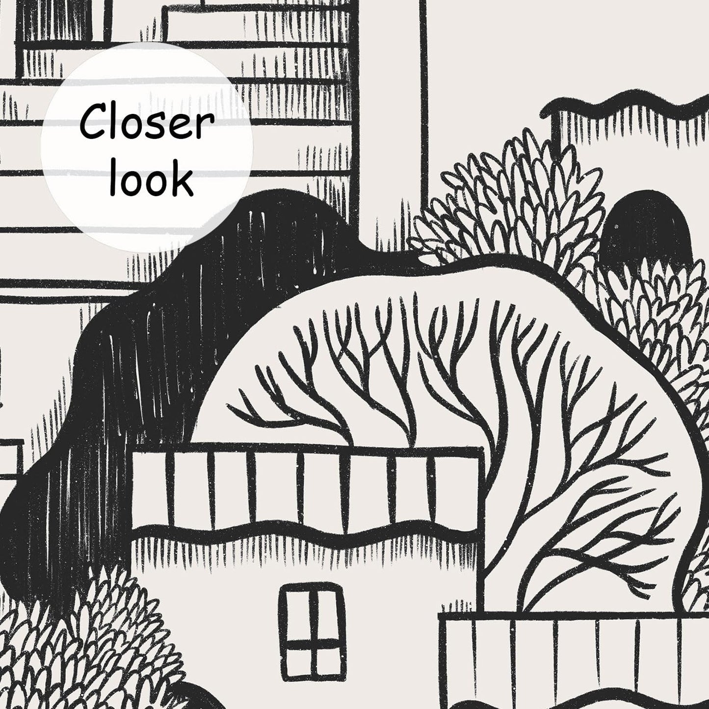 AFZEVEB-Black House with Trees Nursery Wallpaper murals for Bedroom 136"x96" (Not Peel and Stick)