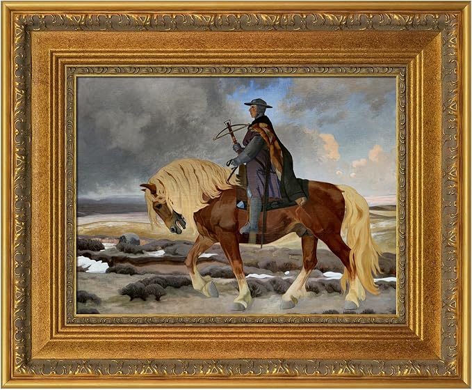 Luxury Museum Style Canvas Frame for 24x32 Oil Paintings Diamond Art Prints, 3.6" Wide DIY Wood Baroque Gallery Wall Frame for Coffee Shop Dining Room Kitchen Decor, No Back & Glass (Gold)