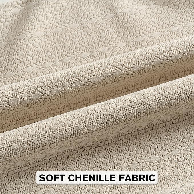 FUTEI Beige Chenille Throw Pillow Covers 18x18 Inch Set of 2,Soft Striped & Diamond Textured Cushion Cases,Modern Home Decor for Couch Living Room