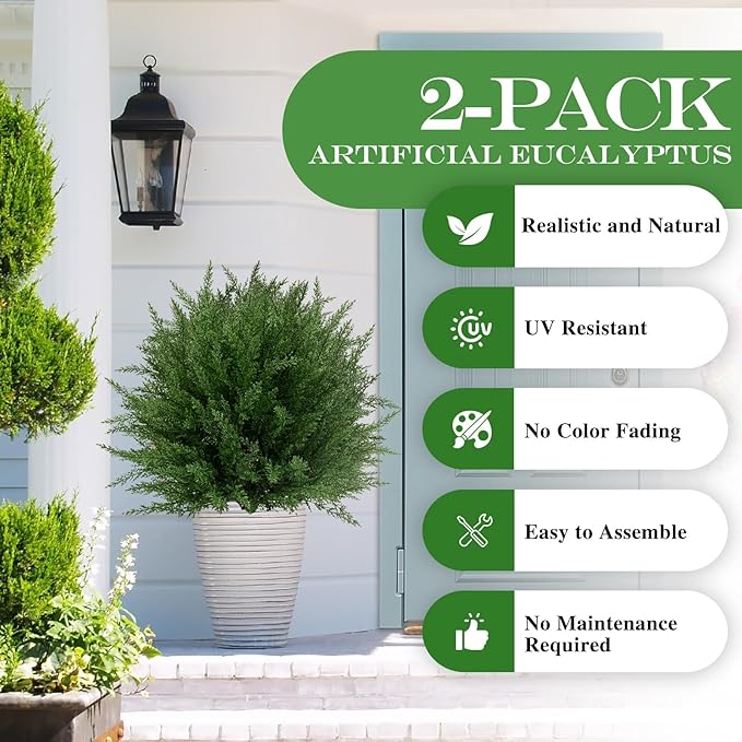 FAJUNZH Artificial Topiary Bushes for Outdoors with Spike, Boxwood Ball Fake Shrubs UV Resistant Faux Plants for Indoor Outdoor Fall Thanksgiving Halloween Decor (Upgraded Artificial Topiary)
