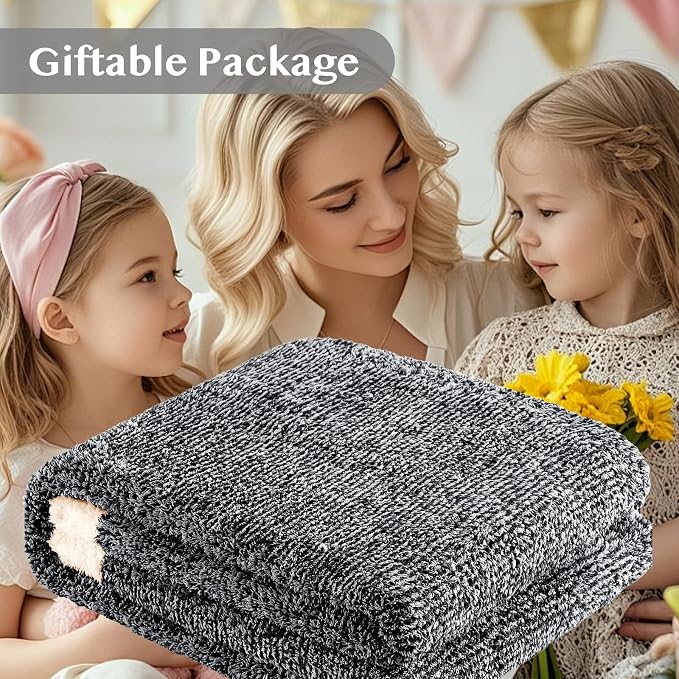 WRENSONGE Soft Throw Blanket for Couch-Cozy Reversible Knitted Blankets | Lightweight Warm Fluffy Decor for Women, Mom, Her & Girls, Sofa, Chair, Bed, 50x60in, Cationic Dyeing Black