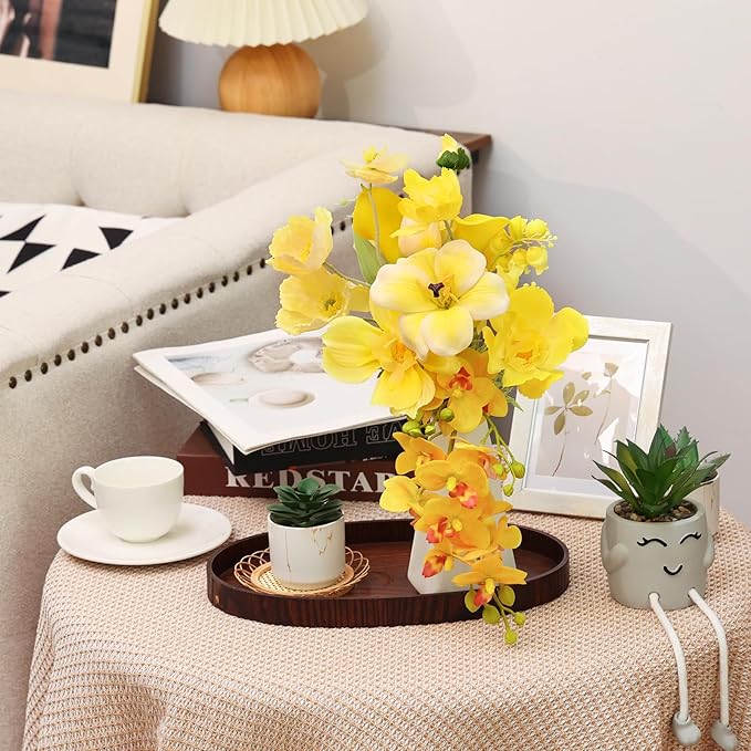 CEWOR Artificial Flowers Fake Flowers for Vase Silk Faux Flowers for Wedding Bouquets Flower Arrangements Floral Table Centerpieces Home Kitchen Garden Party Décor (Yellow)