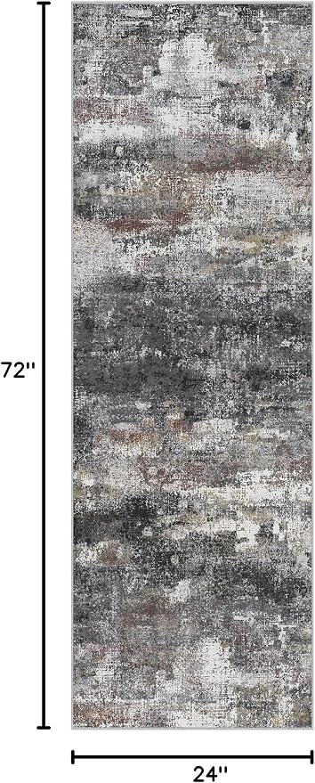 BEIMO Runner Rug for Hallway Kitchen 2x6 Machine Washable Runners Rug for Entryway, Dark Gray Soft Modern Abstract Throw Rugs, Floor Carpet with Non Slip Rubber Backing