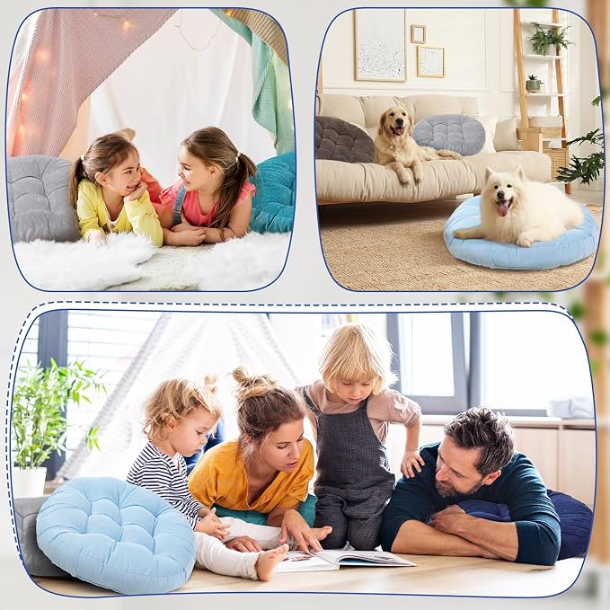 Jerify 6 Pcs Floor Pillow Cushions Large Round Square Large Meditation Floor Pillow for Classroom Adult Meditation Picnic Party Seating Learning Daycare School (Round,Dark Colors)