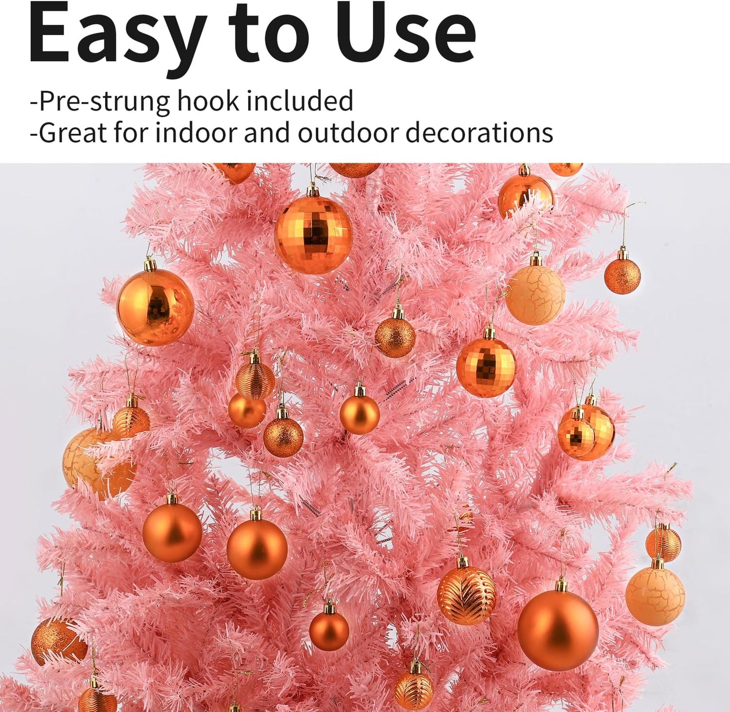 LANGXUN 36pcs Copper Orange Christmas Tree Decorations Balls, Bolas De Navidad, 2025 Christmas Decor, Indoor Outdoor Shatterproof Christmas Ornaments, Xmars Party Wedding Suppiles