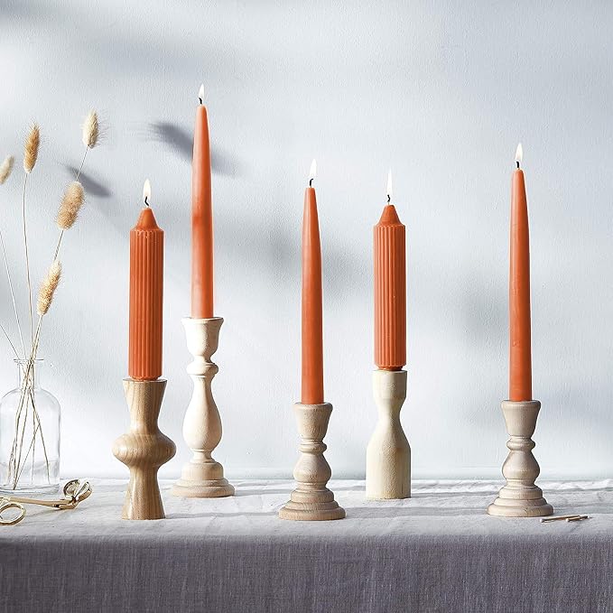Root Candles 12-Count Unscented Taper Candles Smooth Hand-Dipped Dripless Beeswax Enhanced Boxed Candle Set, 9-Inch, Rust