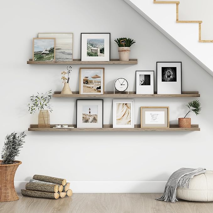 FLYJOE Floating Picture Ledge Shelves for Wall Set of 4, 24 Inch Wall Shelves with Lip Long Large Nursery Book Shelf for Toys Storage Kids Bookshelf Wall Mounted Living Room Bedroom Decor Frames