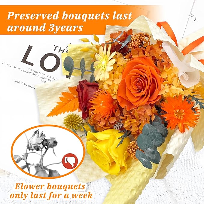 QOEAZY Mothers Day Gifts, Flowers for Delivery, Preserved Flowers Bouquet, Birthday Gifts for Women Mom Grandma Wife Girlfriend Her