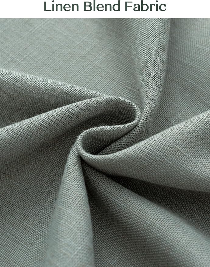 Liz Pinch Pleated Linen Curtains Light Filtering Curtains for Living Room, Farmhouse Window Curtains for Bedroom, Modern Drapes with Hooks and Rings, 95 Inches Long, Sage Green, 2 Panels Set