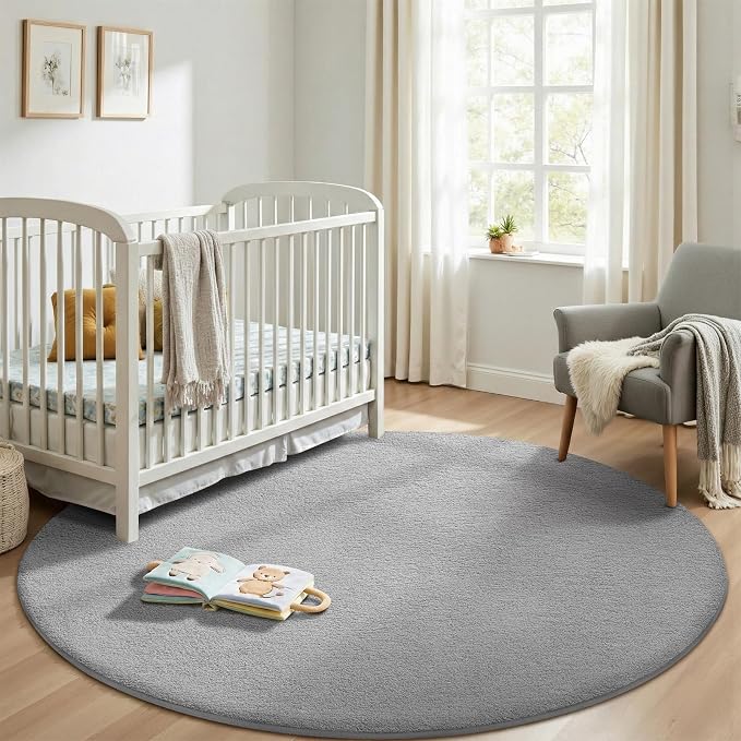 Sour Lemon 4ft Round Rugs for Bedroom, Circle Area Rugs for Living Room, Soft Fluffy Shaggy Carpet for for Living Room Playroom Kids Room Home Decor Aesthetic
