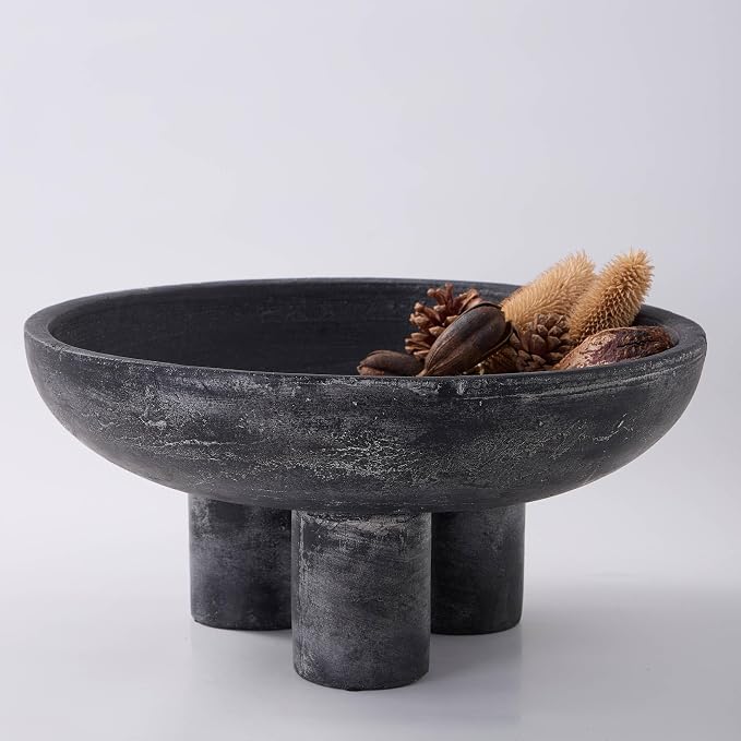MIYUKI Ceramic Decorative Bowl for Home Decor - 14.5" Large Fruit Bowl for Kitchen Counter, Centerpiece, Entryway - Handcrafted Pottery