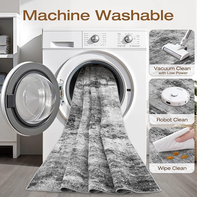 10x14 Area Rugs Living Room: Washable Large Abstract Neutral Modern Soft Rug Stain Resistant Indoor Floor Non-Slip Accent Carpet for Bedroom Nursery Playroom Dining Room Office Dorm Home House Decor