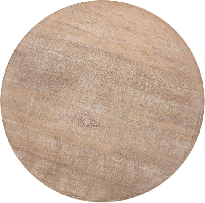 Kate and Laurel Gierson Modern Wooden Round Side Table; 12 x 12 x 22; Light Natural; Transitional Scalloped Wood End Table for Use as Bedroom Nightstand or Living Room Accent Table