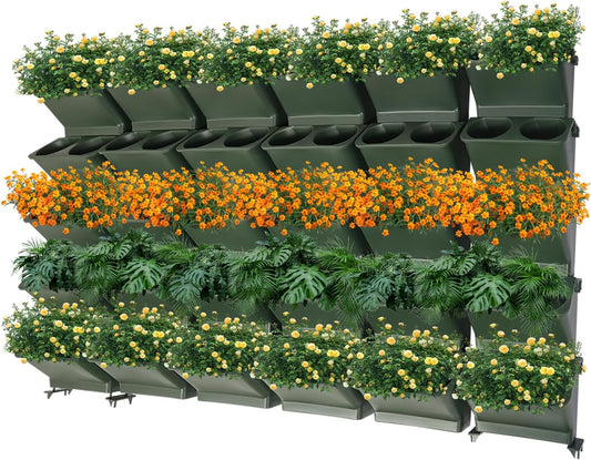 JOMCYDM Vertical Planter with 30 Pockets Wall Mounted Planter Living Wall Planter Indoor Outdoor Wall Plant Holder Microgreens Growing Kit Herb Pots