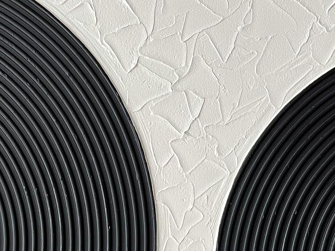 Creespi Black and White Wall Art 24x36 inch,Hand Painted Abstract Textured Wall Art Oil Painting,Modern Minimalist Canvas Art Painting for Wall Decor