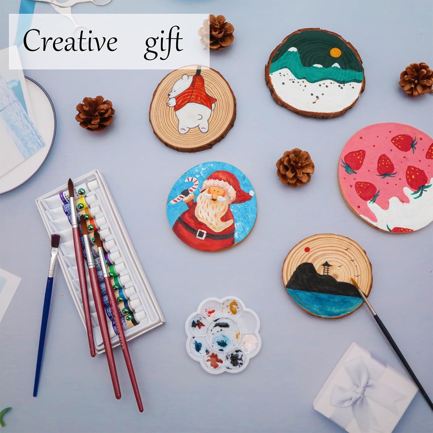 Unfinished Natural Wood Slices: 3.2-4 Inch Circles - 30 pcs with Bark for Crafts, DIY Ornaments & Art