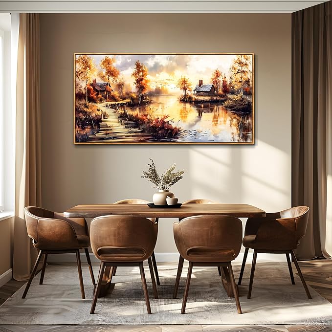 XIGUANGART Landscape Wall Art, Nature Wall Decor,Large Rustic Painting Wall Art Farmhouse Picture for Living Room Vintage Home Bedroom Decoration Modern art Framed Artwork Cottage Wall Decor 20x40inch