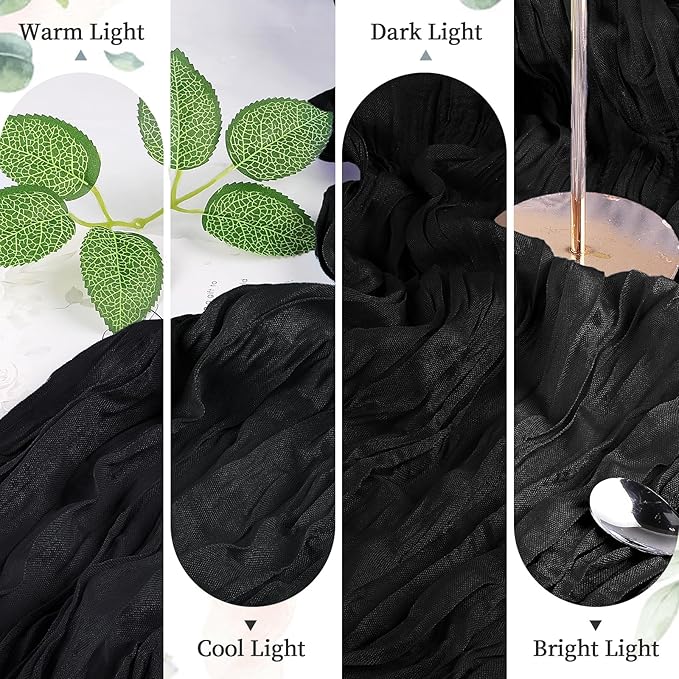 6 Pack Black Cheesecloth Table Runner 10FT Long Boho Gauze Table Runner Rustic Sheer Runner for Halloween Decoration Wedding Baby Shower Birthday Party Table Decor Home Easter Decorations