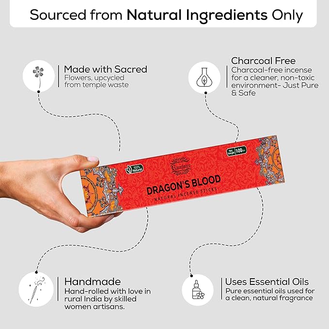 Raajsee Dragons Blood Incense Sticks (180 gm), 100% Pure Organic Natural Hand Rolled Free from Chemicals, (Pack of 12) Visit the raajsee Store