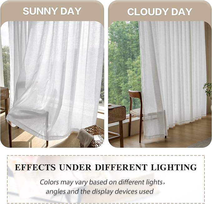 MAIHER Faux Linen Pinch Pleated Curtains 63 Inches Long for Traverse Rod, Beige White Light Filtering Double Pinch Pleated Semi Sheer Drapes with Hooks, 1 Panel, 54" W x 63" L