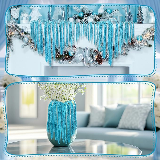 Suncalla 12 Pcs Blue Spring Natural Dried Amaranthus Hanging Flowers Amaranthus Artificial Flowers for Wedding Arch Bouquet Floral Garland Wall Home Decoration (23 Inch)