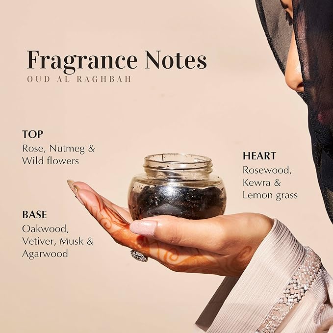 Oud Al Raghbah Muattar Bakhoor by Dukhni | 1 jar X 40 Grams | Arabic Bakhoor Incense | Aromatic Wood Chips | Zesty Woody Oud Blend | Perfect for Prayer Time | Ramadan & Eid Gifts