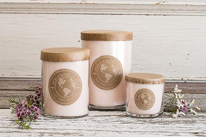 ECO CANDLE CO. Baby's Butt, 26 oz. Double Wick Recycled Glass Jar Candle | Scents of Lavender, Baby Powder, & Vanilla, No Lead, Kraft Paper Label & Lid, Hand Poured, Aromatherapy Gift, Clean Burning