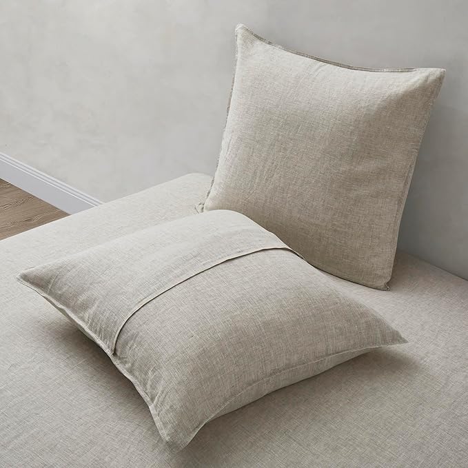 ATLINIA 100% Linen Pillowcases Set of 2, Euro Size 26" x 26" Pillow Case, Linen Pillow Sham