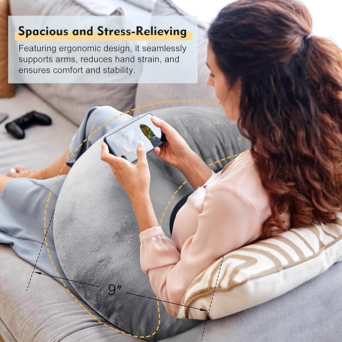 vamorry Gaming Pillow Arm Support Pillow for Bed & Sofa: Ergonomic U-Shaped Lap Pillow with Elbow Rest for Adults & Kids - Reduces Arm Pain & Fatigue During Gaming, Reading, Working & Crocheting