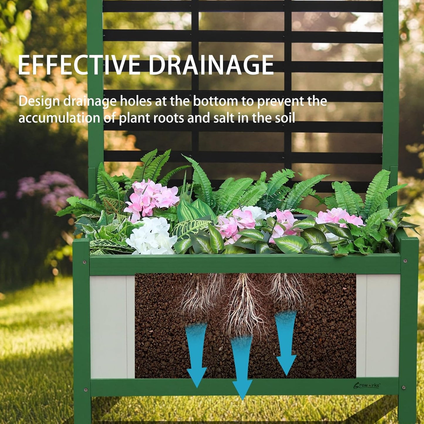 Wood Planter with Trellis Raised Garden Bed for Climbing Plants Elevated Wooden Planter Box,Outdoor Gardening Planting Bed to Grow Vegetables Climbing Plants Herbs Flowers(Green)