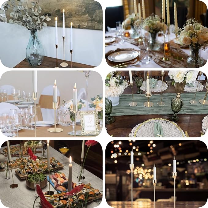 Gold Candlestick Holders, Set of 18 Taper Candles Holder for Candlestick Metal Candle Sticks Holders Stand Candelabra Candle Holder for Table Centerpiece, Wedding, Christmas, Dinning, Home Decor